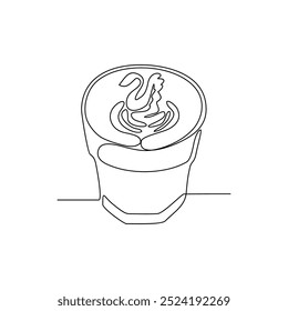 One continuous line drawing of  coffee design vector illustration. Coffee with great toping design in simple continuous line style vector concept. Suitable design for coffee shop business promotion.