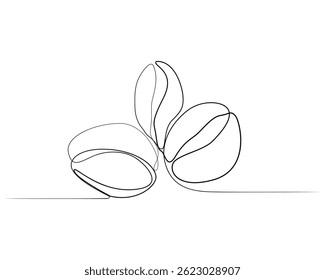 One continuous line drawing of a coffee bean. Vector illustration. Coffee bean icon isolated