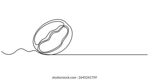 One continuous line drawing of a coffee bean. Vector illustration. Coffee bean icon, Coffee beans one line continuous. Coffee line art. Hand drawn vector art illustration, minimalist concept vector.