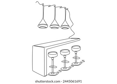 One continuous line drawing of Coffeehouse, coffee shop or cafe concept. Doodle vector illustration in simple linear style.