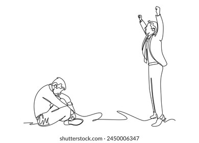 One continuous line drawing of Comparing business process concept. Doodle vector illustration in simple linear style.	