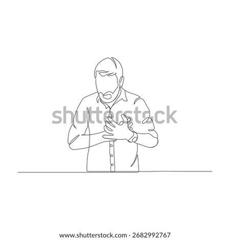 One continuous line drawing concept of heart attack, for shortness of breath, very strong emotion.