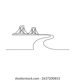 One continuous line drawing of a connecting bridge  vector illustration. National development theme design in simple linear style concept. Suitable for your asset design and educational purpose.