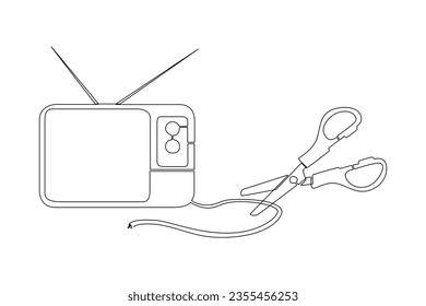 Un plano continuo de corte de cordón. Ilustración del vector Doodle en un estilo lineal simple. 