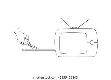 Un plano continuo de corte de cordón. Ilustración del vector Doodle en un estilo lineal simple. 