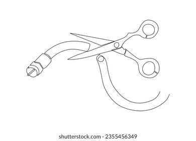 Un plano continuo de corte de cordón. Ilustración del vector Doodle en un estilo lineal simple. 