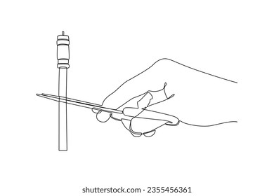 One continuous line drawing of Cord cutting concept. Doodle vector illustration in simple linear style. 