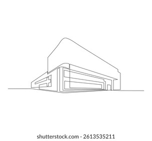One continuous line drawing of corporate company building. single line of company building illustration. editable storke