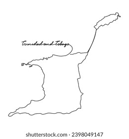Eine durchgehende Zeichnung der Landkarte für Trinidad Tobago, Vektorgrafik. Landkarte illustriert einfaches lineares Vektorkonzept. Ländergebiet und für Ihr Objekt geeignet