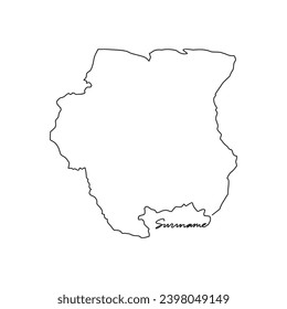 One continuous line drawing of country Map for Suriname vector illustration. Country map illustration simple linear style vector concept. country territorial area and suitable for your asset