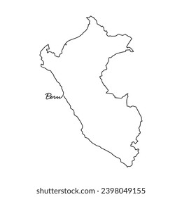 One continuous line drawing of country Map for Peru vector illustration. Country map illustration simple linear style vector concept. country territorial area and suitable for your asset