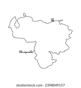 Un plano de línea continua del mapa del país para la ilustración vectorial de Venezuela. Ilustración del mapa del país concepto de vector de estilo lineal simple. área territorial de país y adecuada para su diseño de activos