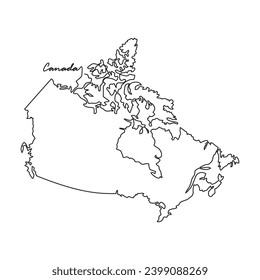 Eine durchgehende Zeichnung der Landkarte für Kanada, Vektorgrafik. Landkarte illustriert einfaches lineares Vektorkonzept.  Ländergebiet, geeignet für Ihre Vermögensgestaltung