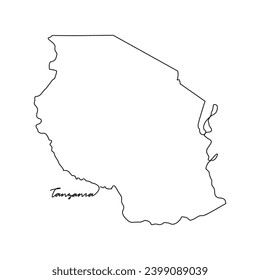 One continuous line drawing of country Map for Tanzania vector illustration. Country map illustration simple linear style vector concept. country territorial area and suitable for your asset design