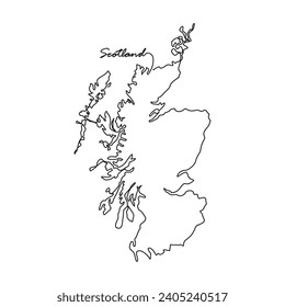 One continuous line drawing of country Map for Scotland vector illustration. Country map illustration simple linear style vector concept. Country territorial area and suitable for your asset design.