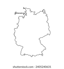 Un plano de línea continua del mapa del país para la ilustración vectorial de Alemania. Ilustración del mapa del país concepto de vector de estilo lineal simple. Área territorial del país y adecuado para su diseño de activos.