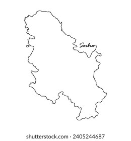 Eine durchgehende Zeichnung der Landkarte für Serbien, Vektorgrafik. Landkarte illustriert einfaches lineares Vektorkonzept. Ländergebiet und für Ihre Vermögensgestaltung geeignet.