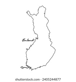 Un plano de línea continua del mapa del país para la ilustración vectorial de Finlandia. Ilustración del mapa del país concepto de vector de estilo lineal simple. Área territorial del país y adecuado para su diseño de activos.