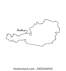 One continuous line drawing of country Map for Austrian vector illustration. Country map illustration simple linear style vector concept. Country territorial area and suitable for your asset design.