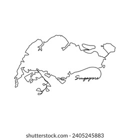 Eine durchgehende Zeichnung der Landkarte für Singapur, Vektorgrafik. Landkarte illustriert einfaches lineares Vektorkonzept. Ländergebiet und für Ihre Vermögensgestaltung geeignet.