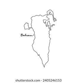 One continuous line drawing of country Map for Bahrain vector illustration. Country map illustration simple linear style vector concept. Country territorial area and suitable for your asset design.