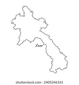 Un plano de línea continua del mapa del país para la ilustración vectorial de Laos. Ilustración del mapa del país concepto de vector de estilo lineal simple. Área territorial del país y adecuado para su diseño de activos.
