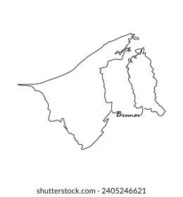 One continuous line drawing of country Map for Brunei vector illustration. Country map illustration simple linear style vector concept. Country territorial area and suitable for your asset design.