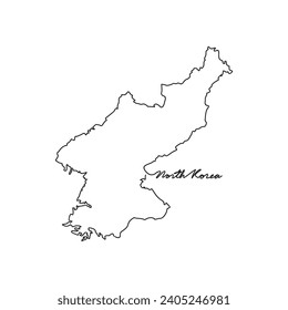 One continuous line drawing of country Map for North Korea vector illustration. Country map illustration simple linear style vector concept. Country territorial area and suitable for your asset design