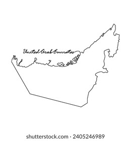 One continuous line drawing of country Map for UAE vector illustration. Country map illustration simple linear style vector concept. Country territorial area and suitable for your asset design.