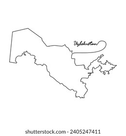 One continuous line drawing of country Map for Uzbekistan vector illustration. Country map illustration simple linear style vector concept. Country territorial area and suitable for your asset design.