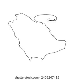 One continuous line drawing country Map for Saudi Arabia vector illustration. Country map illustration simple linear style vector concept. Country territorial area and suitable for your asset design