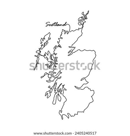 One continuous line drawing of country Map for Scotland vector illustration. Country map illustration simple linear style vector concept. Country territorial area and suitable for your asset design.
