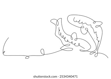 One continuous line drawing of couple of dolphin. Sea animal in wildlife in simple linear style. Summer concept in Editable stroke. Doodle vector illustration