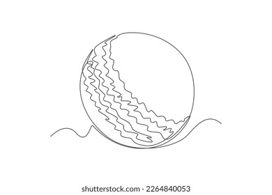 Eine Cricketkugel mit kontinuierlicher Linie. Sportballkonzept. Grafik-Design-Vektorgrafik einer Zeile