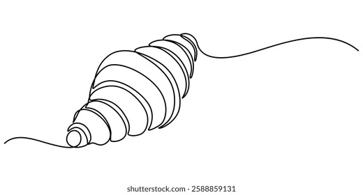 One Continuous Line Drawing of Croissant Icon. Single Line Vector Illustration, Continuous one line drawing of croissant for logo in minimalist style. Hand drawn french pastry line sketch for print. 
