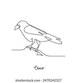 Un dibujo de línea continua de Ilustración vectorial de cuervo. Temas de aves de corral y animales de aves en concepto de diseño de línea continua simple. Las aves de corral se refieren a las aves domésticas criadas para su carne, huevos.