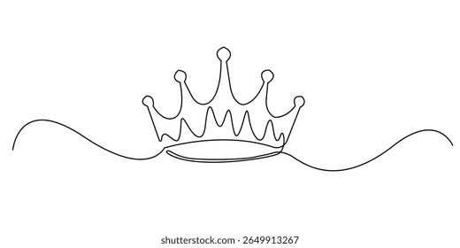 one continuous line drawing of crown.single line icon of crown.symbol of luxury,royalty and others