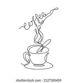 Un plano continuo de una copa de café de estilo minimalista