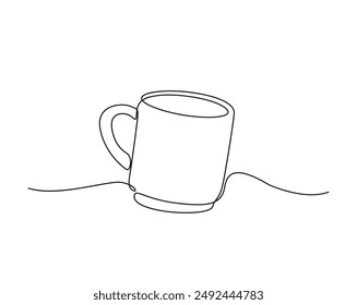 One continuous line drawing Cup of Coffee illustration. A cup of coffee simple outline vector.