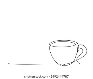One continuous line drawing Cup of Coffee illustration. A cup of coffee simple outline vector.