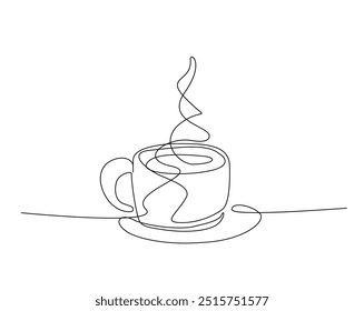 Um desenho de linha contínua Taça de café ilustração vetor. Uma xícara de café com design de monolina.