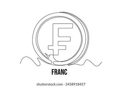 One continuous line drawing of  currency from country. Money concept, Doodle vector illustration in simple linear style.