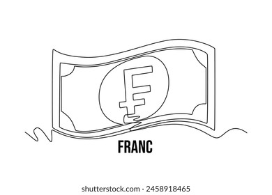 One continuous line drawing of  currency from country. Money concept, Doodle vector illustration in simple linear style.