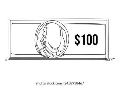 One continuous line drawing of  currency from country. Money concept, Doodle vector illustration in simple linear style.