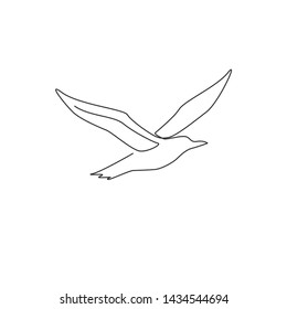 One continuous line drawing of cute albatross for bird conservation logo identity. Adorable sea bird mascot concept for national zoo icon. Dynamic single line graphic draw design vector illustration