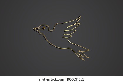 One continuous line drawing of cute hummingbird for company business logo identity. Little beauty bird mascot concept for conservation national forest. Single line draw vector design illustration