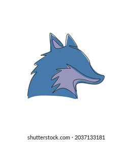 One continuous line drawing of cute fox business logo icon. Multinational company identity concept. Modern single line vector draw design graphic illustration