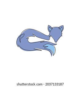 One continuous line drawing of cute fox business logo icon. Multinational company identity concept. Modern single line draw vector design graphic illustration