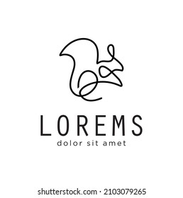 One continuous line drawing of cute squirrel logo for company identity Business icon concept from funny mammal animal shape. chipmunk single line logo graphic draw vector design illustration