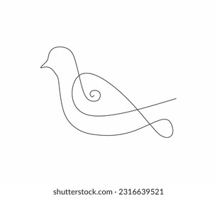 One continuous line drawing of cute bird for company business logo identity. Little beauty bird mascot concept for conservation national forest. Single line draw vector design illustration